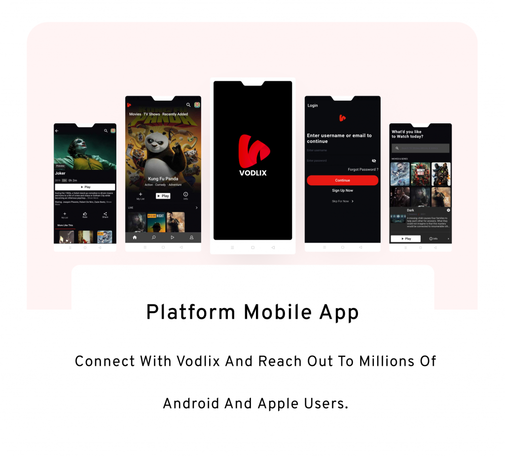 Vodlix OTT Mobile Apps