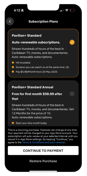 Profile screen